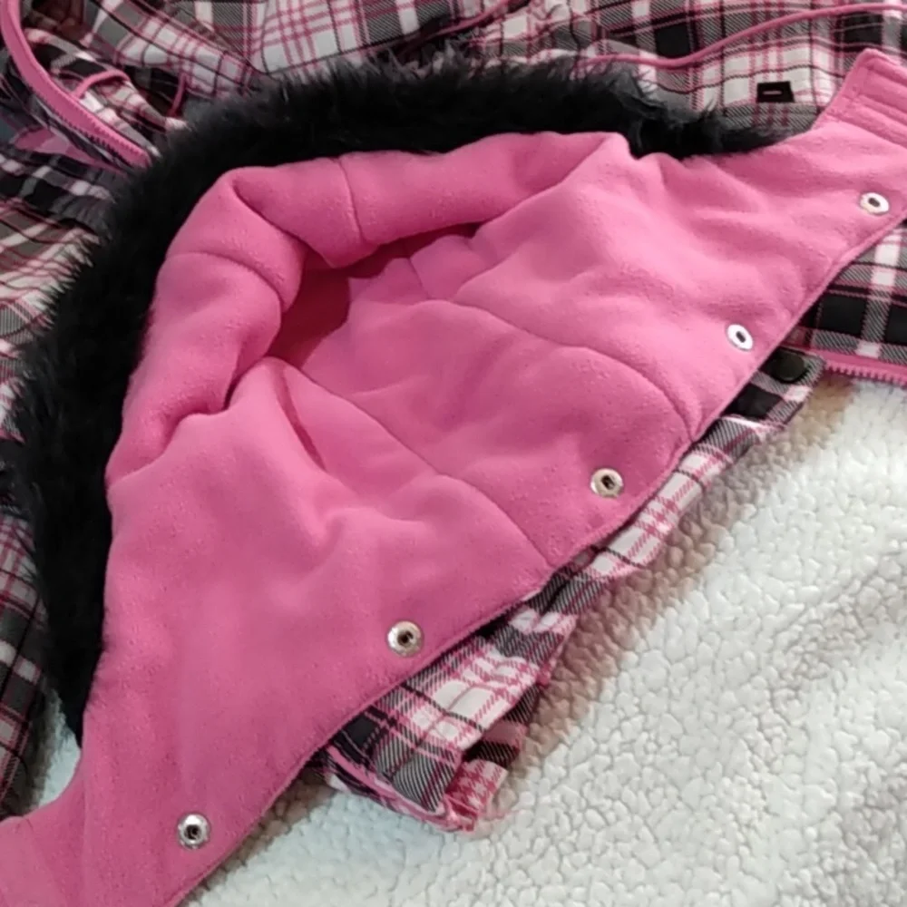 Arizona Jean Co Pink Plaid Fleece-Lined Hooded‎ Coat – Girls 16.5